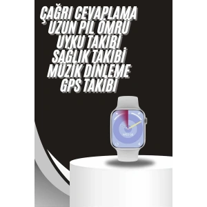 Mey İthalat® Akıllı Saat Gümüş Kasa Bluetooth Kulaklık Hediyeli Çok Fonksiyonlu İkili Set