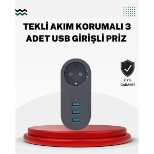 Akım Korumalı USB’li Priz – Güçlü 2500W, Isı ve Çocuk Koruması