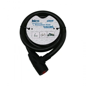 ANAHTARLI AÇ-KAPA KİLİT KAPAKLI MOTOR - BİSİKLET KİLİT ÇELİK TEL SİYAH ŞEFFAF KILIF 20MMX150CM (5047)