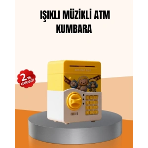 Mey İthalat® ATM Tasarımlı Sarı Işıklı Sesli Elektronik Kumbara