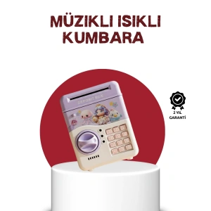 Mey İthalat® ATM Tasarımlı Şifreli Işıklı Çocuk Kumbarası Mor