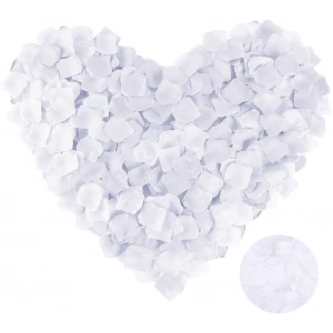 Beyaz Renk Gül Yaprağı Şekilli Konfeti 1 Paket 100 Adet