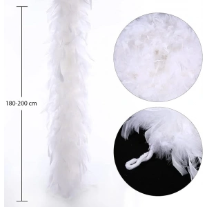 Beyaz Renk Kabarık Kalın Otriş Boa Tüy 6 cm Genişlik 180-200 cm Uzunluk
