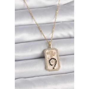 316L Çelik Gold Renk Zincir Akrep Burcu Zirkon Taşlı Kadın Kolye