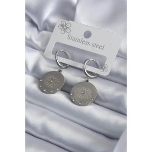 316L Çelik Gümüş Renk Göz İşleme Zirkon Taş Detay Kadın Küpe