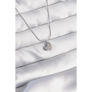 316L Çelik Gümüş Renk Minimal Kalp Tasarımlı Kolye