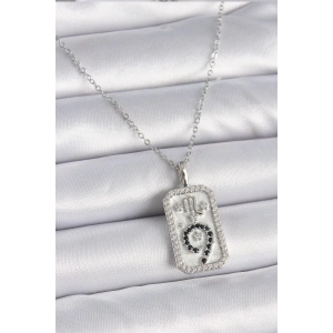 316L Çelik Gümüş Renk Zincir Akrep Burcu Zirkon Taşlı Kadın Kolye