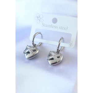 316L Çelik Gümüş Renk Zirkon Taş Detay Kalp Model Kadın Küpe