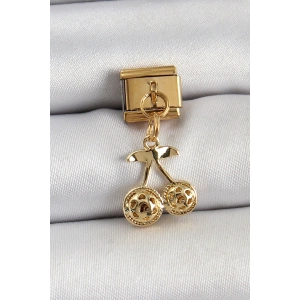 316L Çelik Sallantılı Zirkon Taşlı Fiyonk Model Gold Renk Nomination C316L Çelik Sallantılı Kiraz Model Gold Renk Nomination Charm