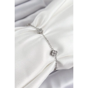 316L Çelik Yonca Model Gümüş Renk Kadın Bileklik