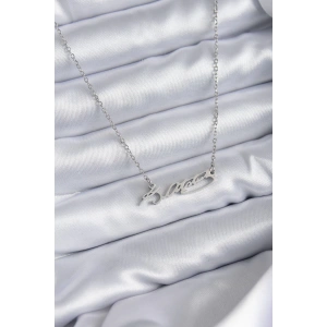 316L Çelik Zincir Gümüş Renk Atatürk İmza Figür Kadın Kolye