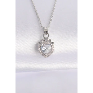 316L Çelik Zincir Gümüş Renk Zirkon Taşlı Rapunzel Kolye
