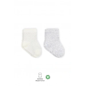 Mey İthalat®   Puan Derby Penye Soket Çorap 2Li BS10103 Gri Ekru