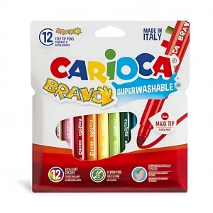 Mey İthalat®  Bravo Süper Yıkanabilir Keçeli Boya Kalemi 12’li 42755