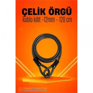 Çelik Örgü Kablo Kilit 12mm 120 cm Bisiklet Kilidi Motosiklet Kilidi Eşya Garaj Kilidi