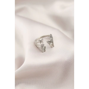 Gümüş Renk Metal Kelebek Model Kadın Yüzük