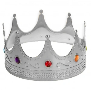 GümüşRenkYetişkinÇocukUyumluKralTacıKraliyetTacı60cm