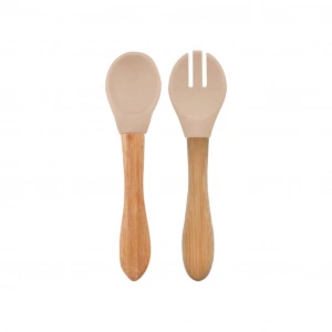 Mey İthalat®   Mama Kaşığı ve Çatal Seti Bubble Beige