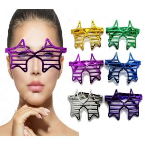 Metalize Ekstra Parlak Yıldız Panjur Parti Gözlüğü 6 Renk 6 Adet