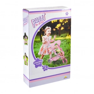 Nessiworld 9326C Çilek Desenli, 3 Tekerlekli ve Tenteli Oyuncak Puset -Sunman