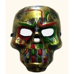 Nessiworld  Kırmızı Kanlı Dişli Dracula Kafatası Maskesi Altın Renk