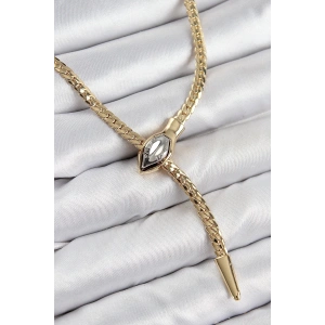Mey İthalat® Pirinç Asansörlü Yılan Model Gold Renk Kadın Kolye