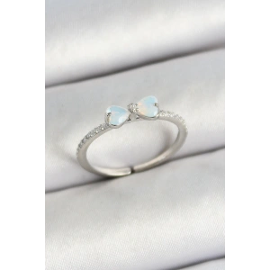 Pirinç Fiyonk Figürlü Zirkon Taşlı Gümüş Renk Ayarlanabilir Kadın Yüzük