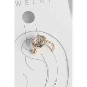 Pirinç Gold Renk Zirkon Taşlı Kadın Kıkırdak Küpe