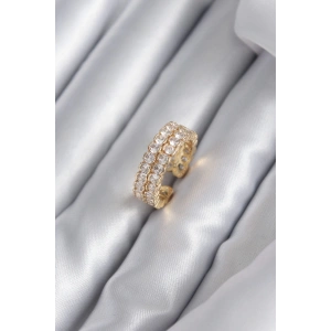 Pirinç Gold Renk Zirkon Taşlı Kadın Yüzük
