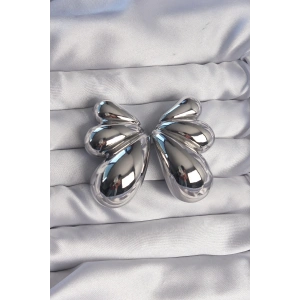 Pirinç Gümüş Renk İri Bombeli Kelebek Küpe