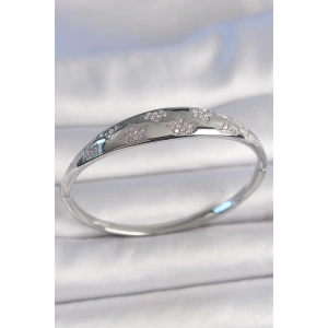 Pirinç Gümüş Renk Zirkon Taşlı Yıldız İşlemeli Kadın Kelepçe