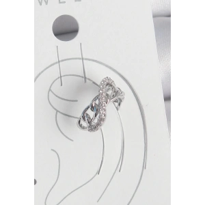 Pirinç Gümüş Renk Zirkon Taşlı Zincir Sonsuzluk Model Kadın Kıkırdak Küpe