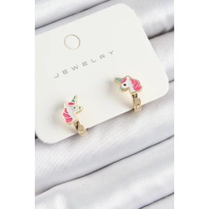 Pirinç Unıcorn Model Gold Renk Çocuk Küpe