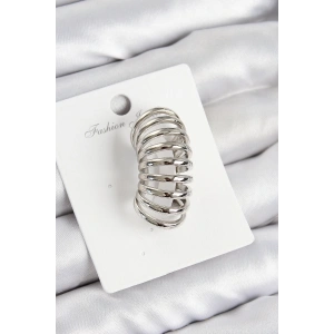 Pirinç Yay Model Gümüş Renk Sağ Kıkırdak Küpe