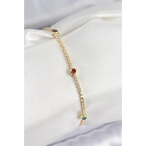 Pirinç Zirkon Taşlı Asorti Model Gold Renk Kadın Bilekilk