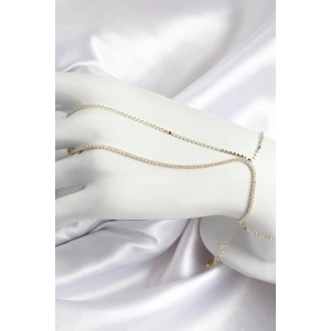 Pirinç Zirkon Taşlı Ezme Zincir Model Gold Renk Kadın Şahmeran