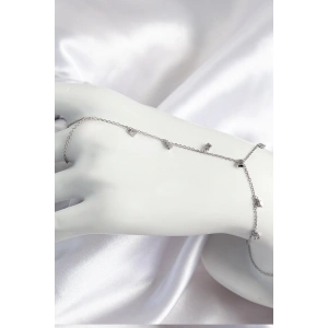 Pirinç Zirkon Taşlı Sallantılı Model Gümüş Renk Kadın Şahmeran