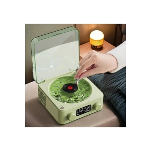 Waves Nostalji Plak Görünümlü Bluetooth Hoparlör 3d Ses Dalgası Retro Müzik Plak Yeşil