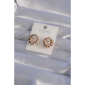 XUPİNG Rose Renk Oval Zirkon Taşlı Burgu Model Küpe