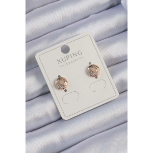 Xuping Rose Renk Zirkon Taşlı Yansımalı Oval Küpe