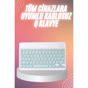 Mey İthalat® Bluetooh Wıreless Keyboard Siyah Q Klavye İOS Ipad Android Windows Uyumlu