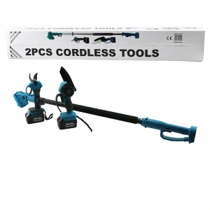 BN-5 CORDLESS TOOLS LTJ-6A ZZ-01 2 PCS SET 6" BUDAMA DAL KESME TESTERE=ŞARJLI--YAĞSIZ - ZİNCİRLİ + ŞARJLI BAĞ MAKASI TELESKOPİK UZAYAN METAL SAP=120--195CM (5047)