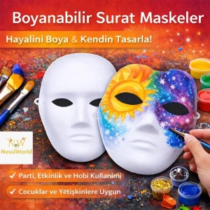 Mey İthalat® Boyanabilir Surat Model Maske – Lastikli | Kendin Tasarla