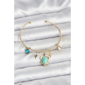 Caretta Caretta Charmlı Gold Renk Kadın Bileklik