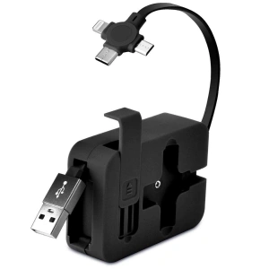 Cep Tipi Telefon Tutuculu Makaralı Uzayıp Kısalabilen 3&apos;ü 1 Arada USB Şarj Kablosu (5047)