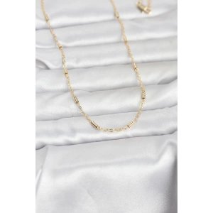 Mey İthalat® CM 14K Gold Renk Bar Zincir Model 60 cm Kadın Kolye