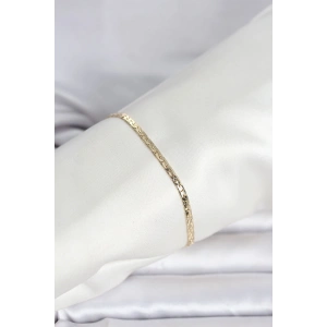 Mey İthalat® CM 14K Gold Renk Yassı Ezme Zincir Model Kadın Bileklik