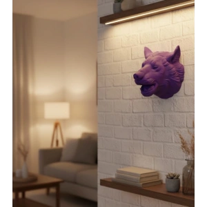 Mey İthalat® Dekoratif Mor Kurt Duvar Heykeli Asılabilir Hediyelik 25x19 cm