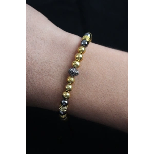 Doğal Taş Çember Model Gold Ve Füme Renk Asansörlü Erkek Bileklik