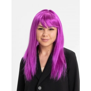 Fuşya Renk Düz Kesim Uzun Parti Peruğu Takma Saç